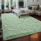 Larhom Fluffy Fuzzy Sage-Green Rugs For Bedroom, 4X6 Feet Soft Non Slip Plush Area Rug For Living Room, Kids Room, Indoor Modern