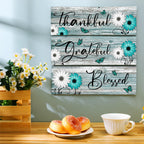 Geetery 3 Pcs Thankful Grateful Blessed Wooden Signs Rustic Daisy Wood Wall Decor Inspirational Wall Art Signs Rustic Wooden Han