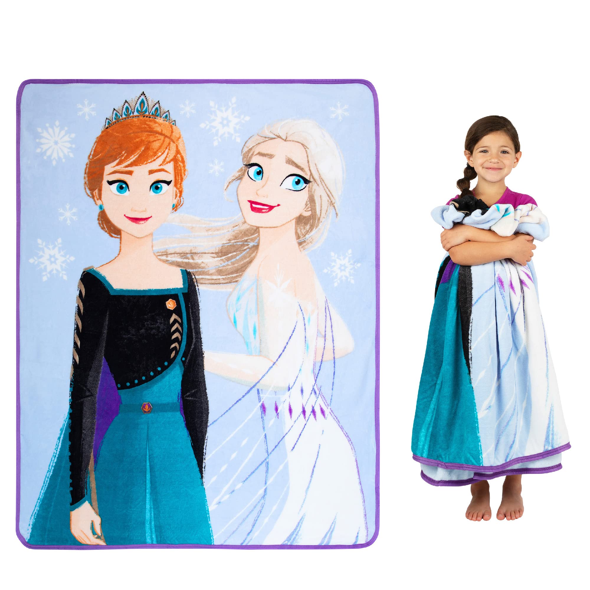 Disney Frozen 2 Kids Bedding Super Soft Micro Raschel Throw, 46 In X 60 In, ''Official'' Disney Product By Franco