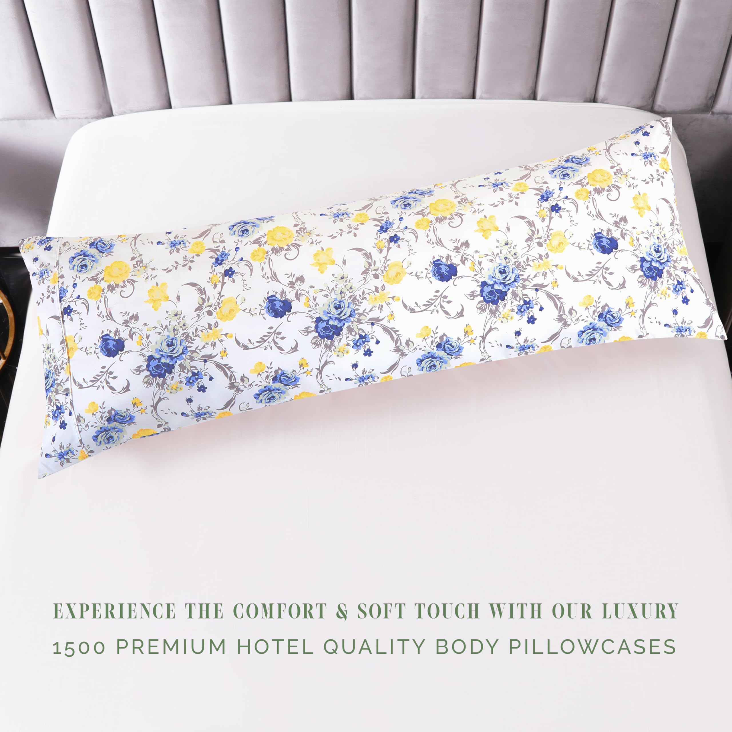 Elegant Comfort Ultra Soft 1-Piece Set Floral Print Pillowcases - 1500 Premium Hotel Quality Microfiber, Soft And Smooth Hidden Zipper Closure 1-Piece Pillow Covers - Body Pillowcase, Gold Jenna