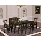 East West Furniture HEAN7-CAP-LC Henley 7 Piece Room Furniture Set Consist of a Rectangle Kitchen Table with Pedestal and 6 Faux Leather Upholstered Dining Chairs, 42x72 Inch, Cappuccino