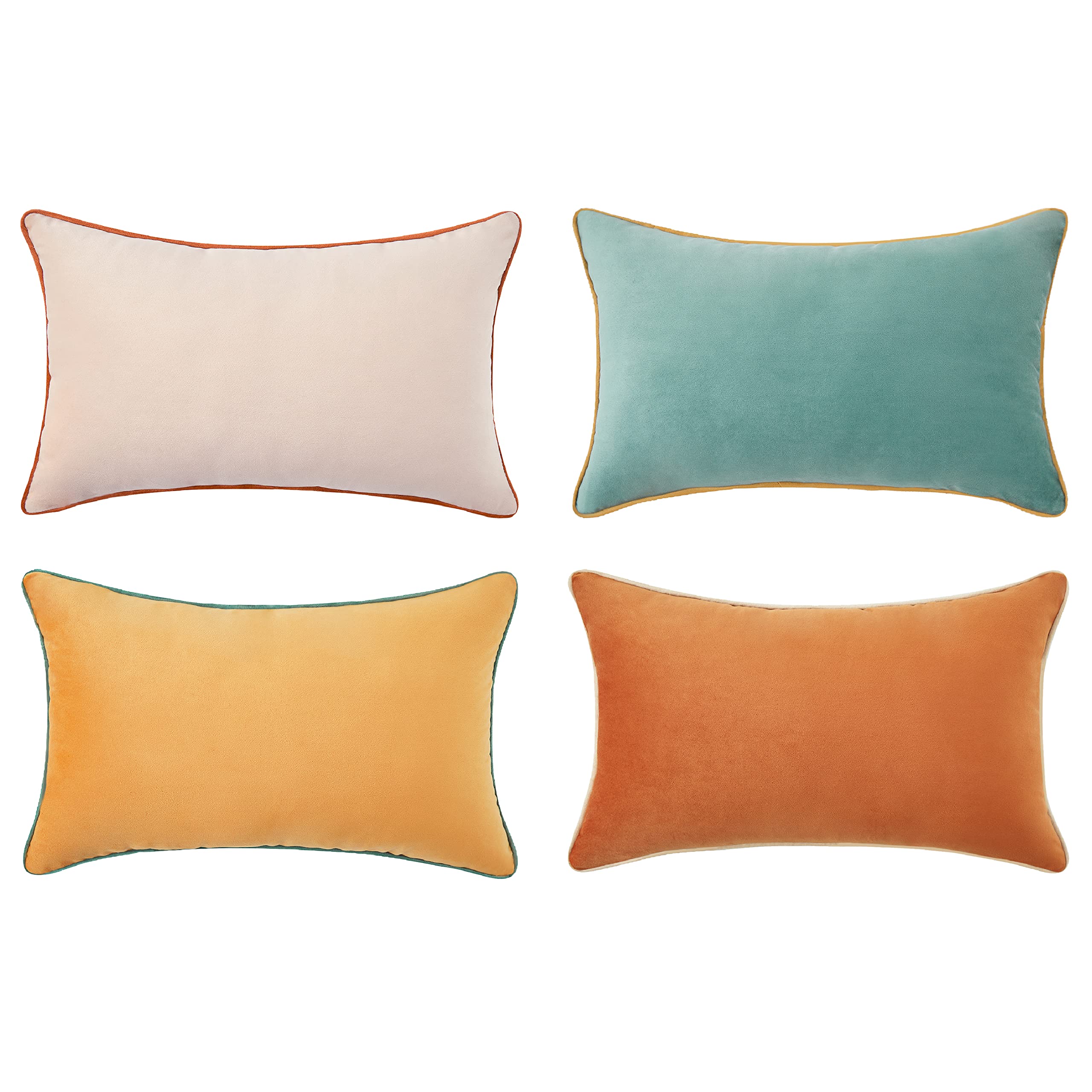 Monday Moose Decorative Lumbar Throw Pillow Covers Cases, Set Of 4 Soft Velvet Rectangle Double-Sided Designs, Mix And Match For