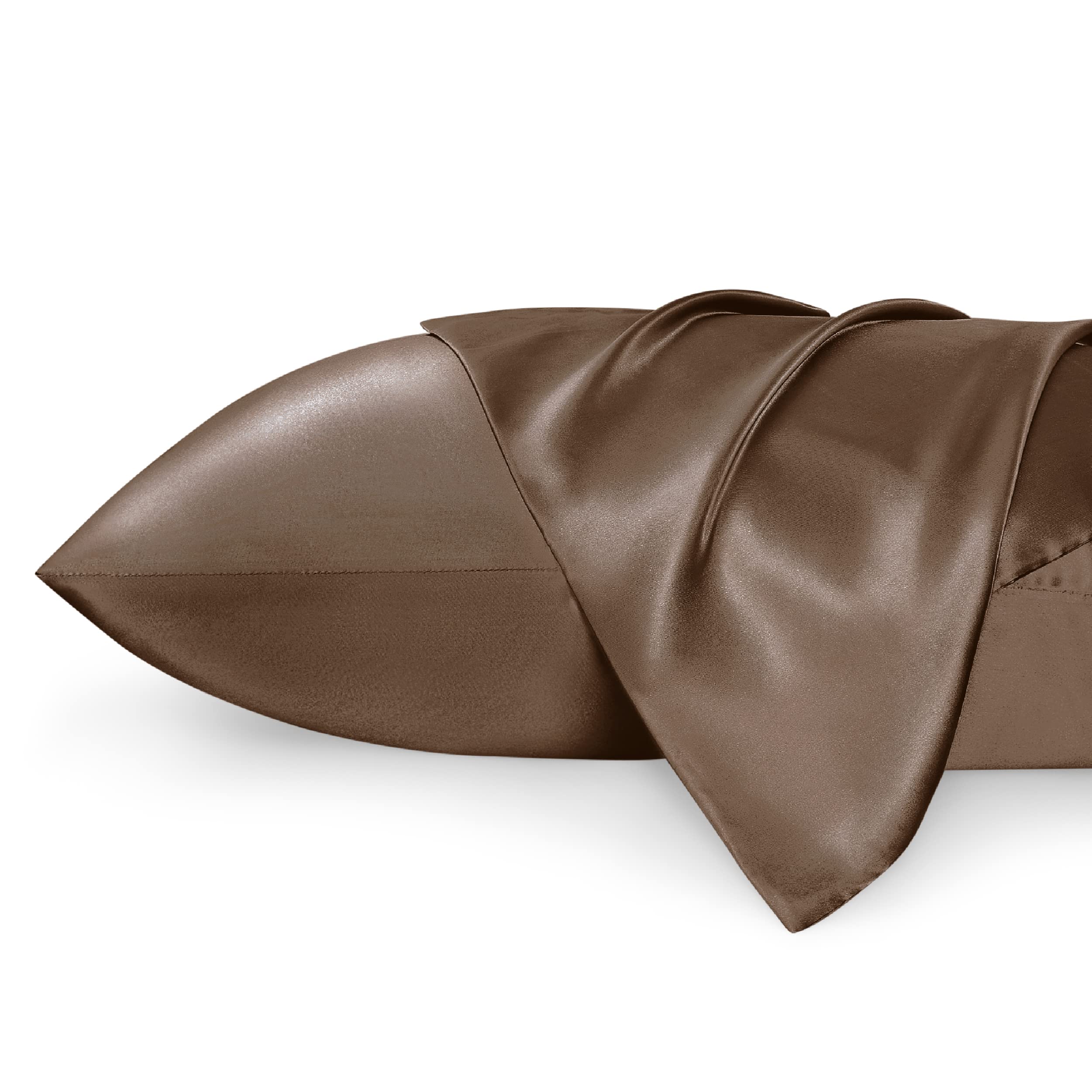 Bedsure Satin Pillowcase Standard Set Of 2 - Beaver Fur Silky Pillow Cases For Hair And Skin 20X26 Inches, Pillow Covers With En