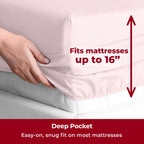 Mellanni Twin Xl Sheet Set - 4-Piece Iconic Collection Bedding, (Including 2 Pillowcases), 16-Inch Deep Pocket, Easy Care, Extra Soft, Cooling Sheets, Brushed Microfiber - Blush Pink