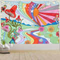 SENYYI Cute Mushroom Tapestry Wall Hanging 70s Rainbow Tapestry Vintage Sun Tapestry Flower and Hippie Eye Tapestry for Room (51