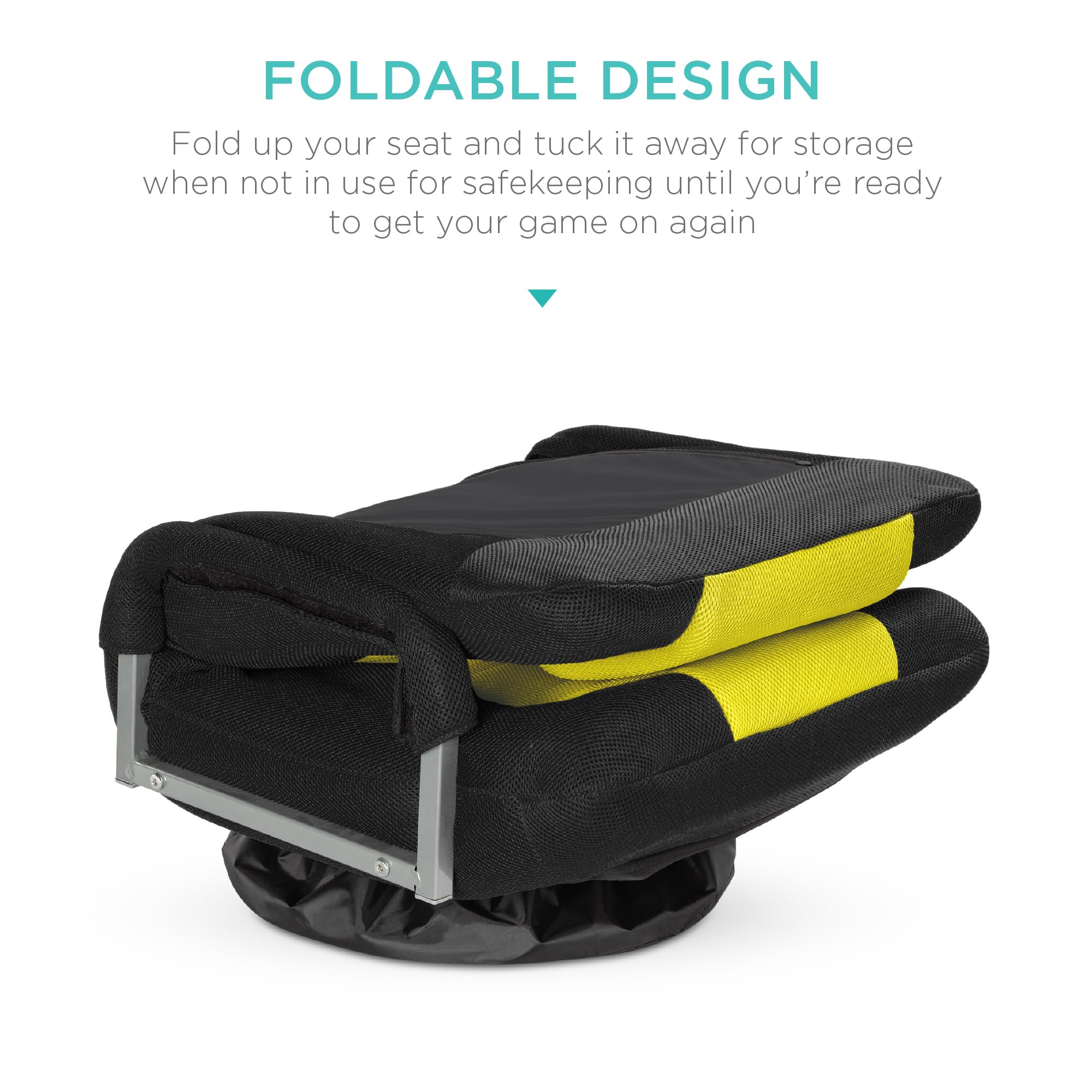 Best Choice Products Swivel Gaming Chair 360 Degree Multipurpose Floor Chair Rocker For Tv, Reading, Playing Video Games W/Lumbar Support, Armrest Handles, Adjustable Backrest - Black/Yellow