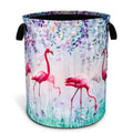 Flamingo Flowers Laundry Basket Foldable Waterproof Hamper 18.9 x 16.5 Inch