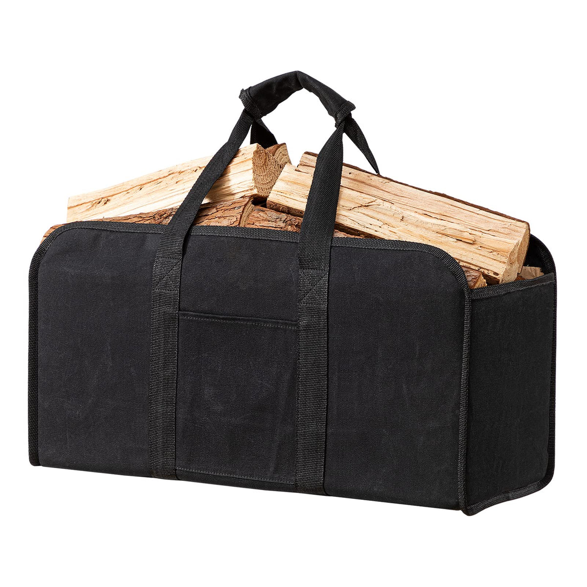 eletecpro Firewood Carrier Bag Large - Durable Waxed Canvas Log Carrier Bag, Fire Place Sturdy Wood Carring Bag with Handles Sec