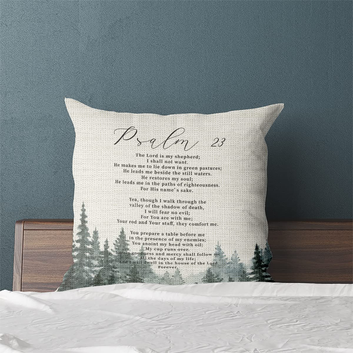Kongmotree Bible Verse Throw Pillow Cover Cushion Case, Blessing Gift, Scripture Art, Scripture Sayings, Bible Quote, Psalm 23,