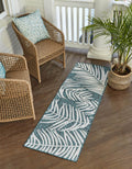 Unique Loom Outdoor Botanical Collection Area Rug - Palm (2 x 8 Runner Teal/Ivory)