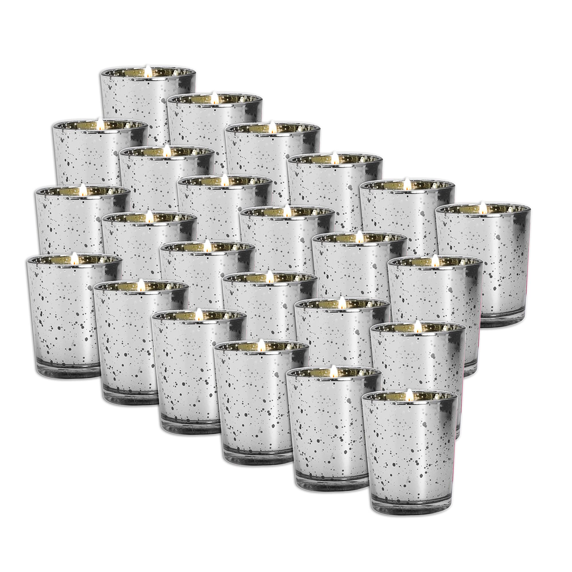 Royal Imports Silver Mercury Glass Votive Candle Holder, Table Centerpiece Tealight Decoration for Elegant Dinner, Party, Weddin
