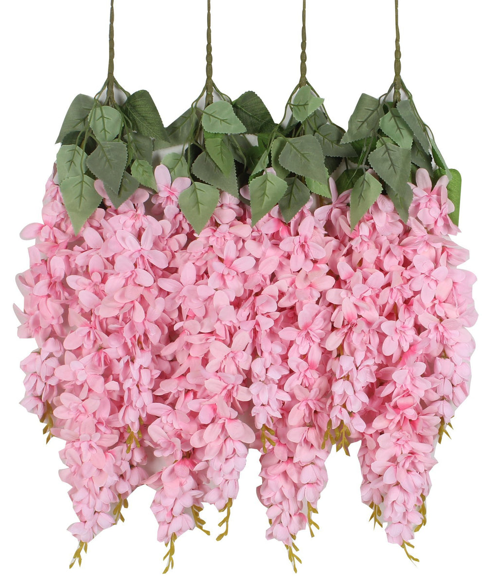 Duovlo Silk Wisteria Flower Artificial 2.13 Feet Hanging Wisteria Vine Fake Flower Bush String Home Party Wedding Decoration,Pac