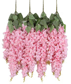 Duovlo Silk Wisteria Flower Artificial 2.13 Feet Hanging Wisteria Vine Fake Flower Bush String Home Party Wedding Decoration,Pac