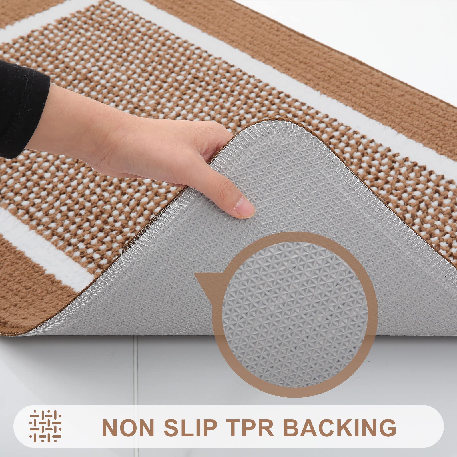 Colorxy Indoor Door Mat, Non-Slip Absorbent Resist Dirt Entrance Mat, Sturdy Low-Profile Inside Floor Carpet Mats, Washable Front Entry Doormats For Entryway, 59''X36'', Brown