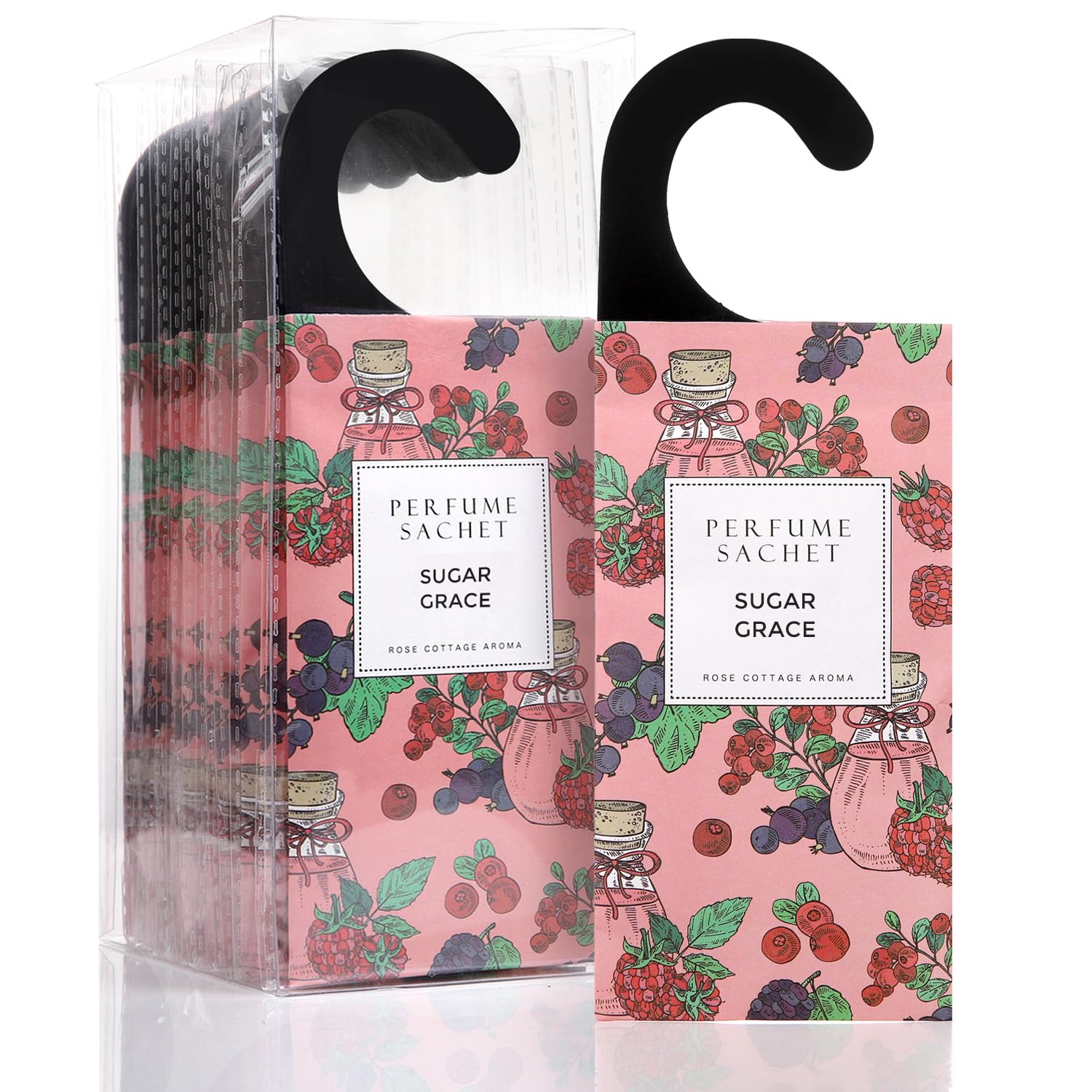 ROSE COTTAGE Large 12 Packs Sugar Grace Hanging Closet Deodorizer Air Freshener Long Lasting Scented Sachets Smell Goods for Hou