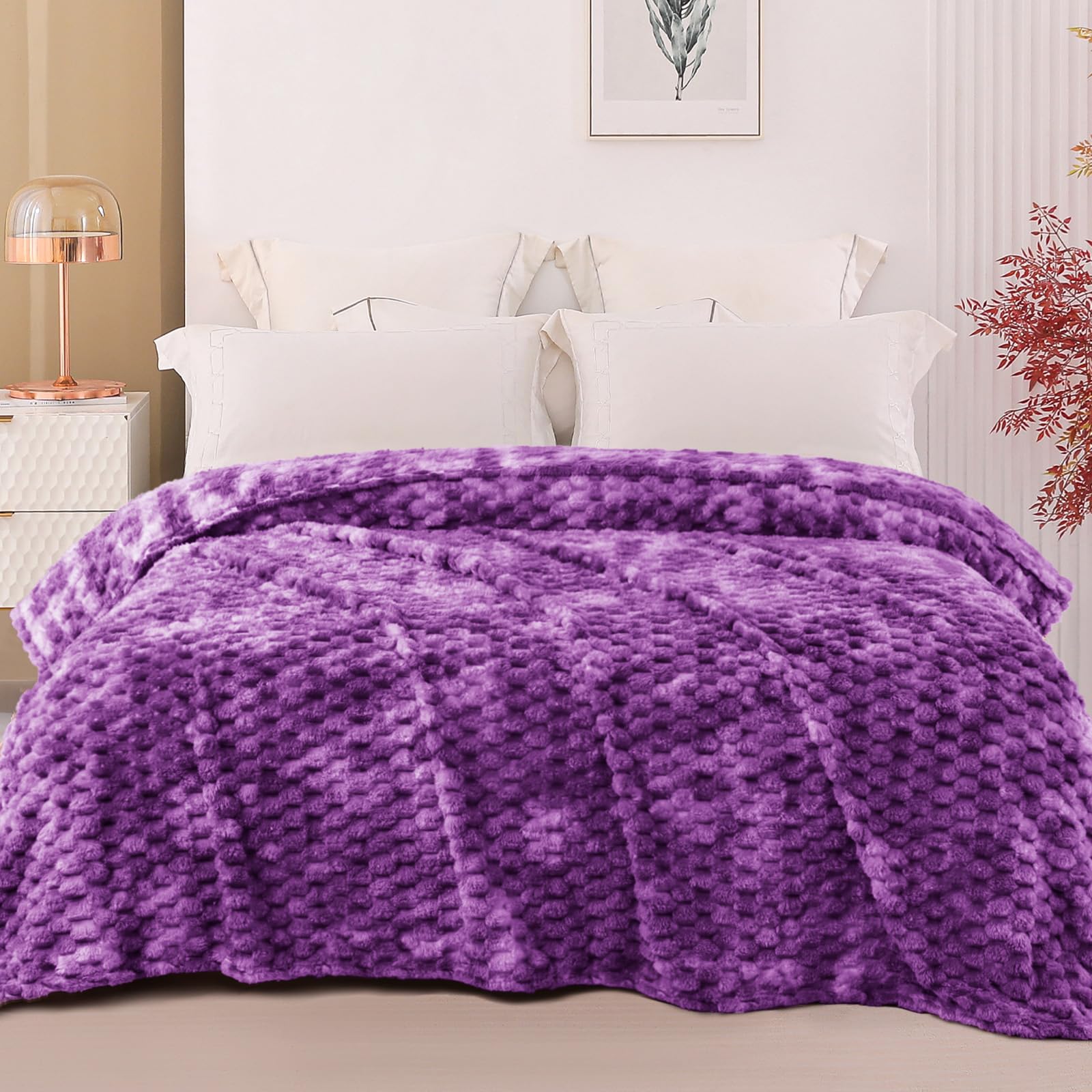 Exclusivo Mezcla Twin Size Soft Fleece Blanket, 90X66 Inches 3D Clouds Stylish Jacquard Velvet Blanket For Bed, Cozy Soft Lightw
