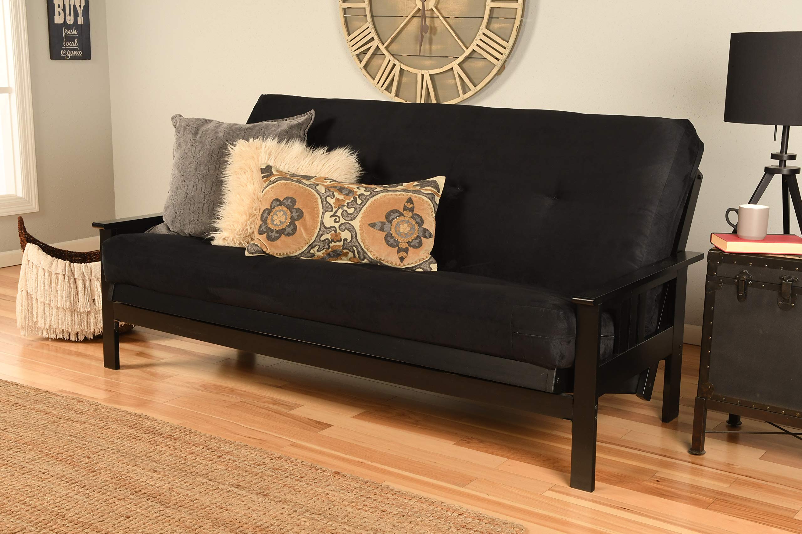 Kodiak Furniture Monterey Full Futon With Suede Fabric Mattress In Black