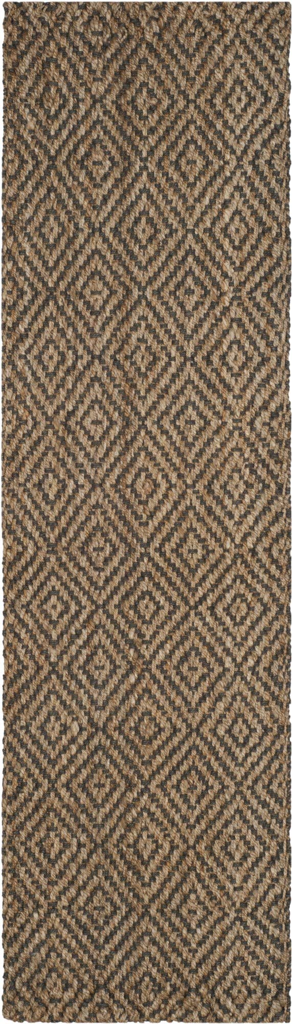 SAFAVIEH Natural Fiber Collection Runner Rug - 23 x 8, Natural & Grey, Handmade Jute, Ideal for High Traffic Areas in Living R