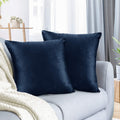 Nestl Throw Euro Pillow Covers, Cozy Velvet Decorative Pillow Covers 26 X 26 Inches, Soft Solid Couch Pillow Case For Sofa, Bed And Car, Set Of 2 - Navy Blue