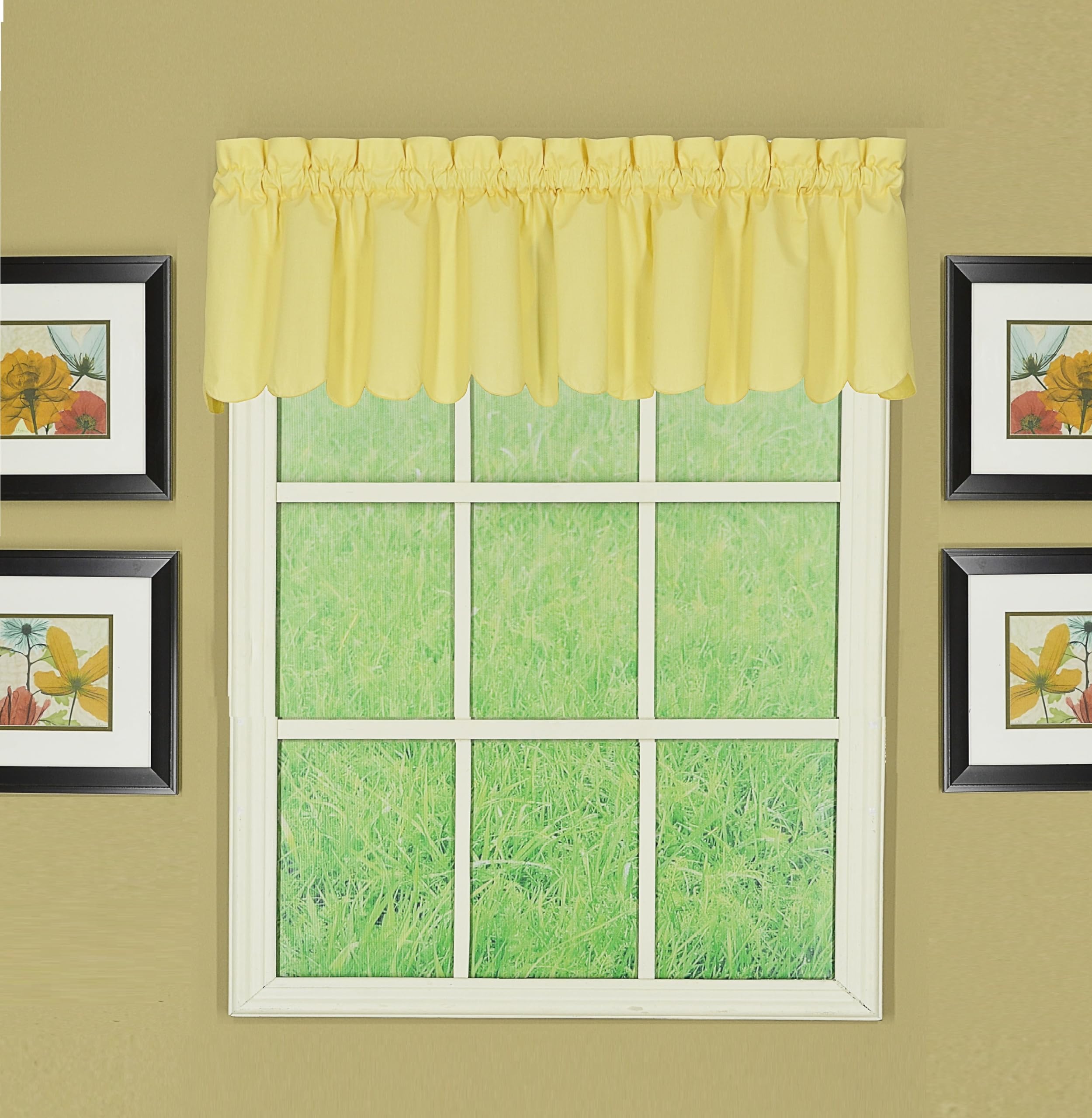 Todays Curtain, Orleans Scallop Curtain, Buttercup Valance, 60 W x 12 L, Buttercup