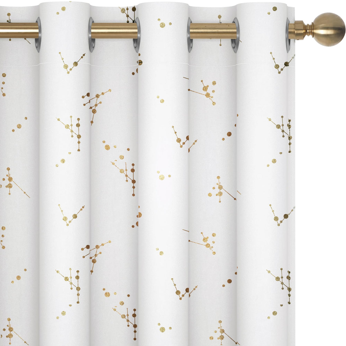 Deconovo Extra Long Grommet Curtains, Constellation Pattern Foil Printed Curtain, Room Darkening Curtains For Living Room (Pure