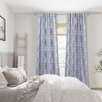 Patterned Living Room Curtains Drapes 108 Inch Long 2 Panels,Extra Long 50% Blackout Black Out Light Filtering Back Tab Boho Print Pattern 9Ft Length Ceiling Curtains For Tall Window,Navy Blue