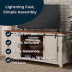 Martin Svensson Home Rustic 65?Solid Wood Tv Stand With Storage, White And Aged Distressed Pine