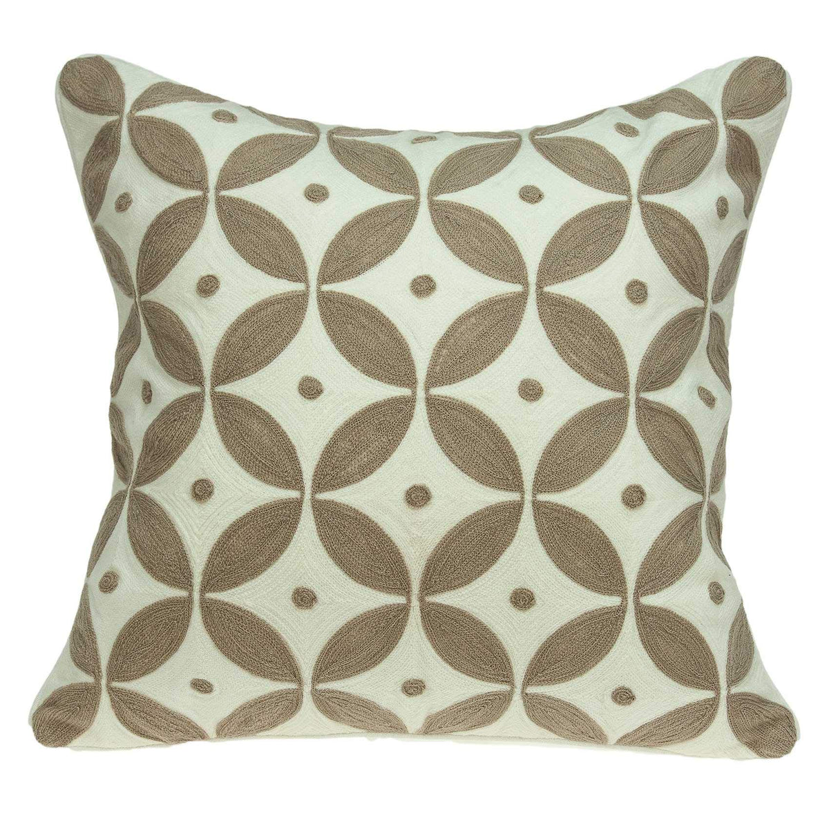 20' X 7' X 20' Transitional Beige and White Accent Pillow Cover with Down Insert