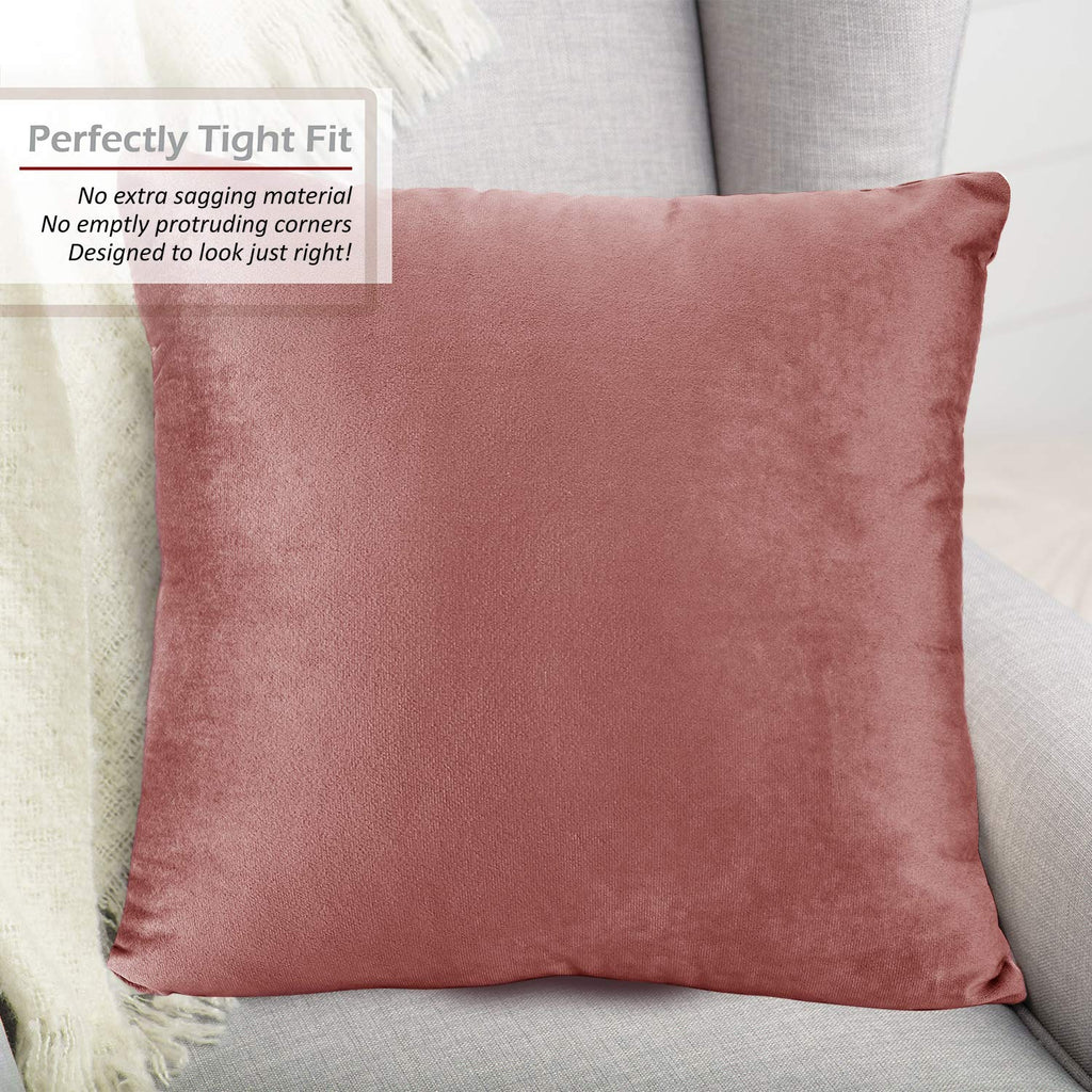Nestl Throw Pillow Covers, Cozy Velvet Decorative Outdoor Pillow Covers 20X20 Inches, Soft Solid Cushion Covers For Sofa, Bed And Car, Set Of 4 - Misty Rose