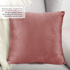 Nestl Throw Pillow Covers, Cozy Velvet Decorative Outdoor Pillow Covers 20X20 Inches, Soft Solid Cushion Covers For Sofa, Bed And Car, Set Of 4 - Misty Rose
