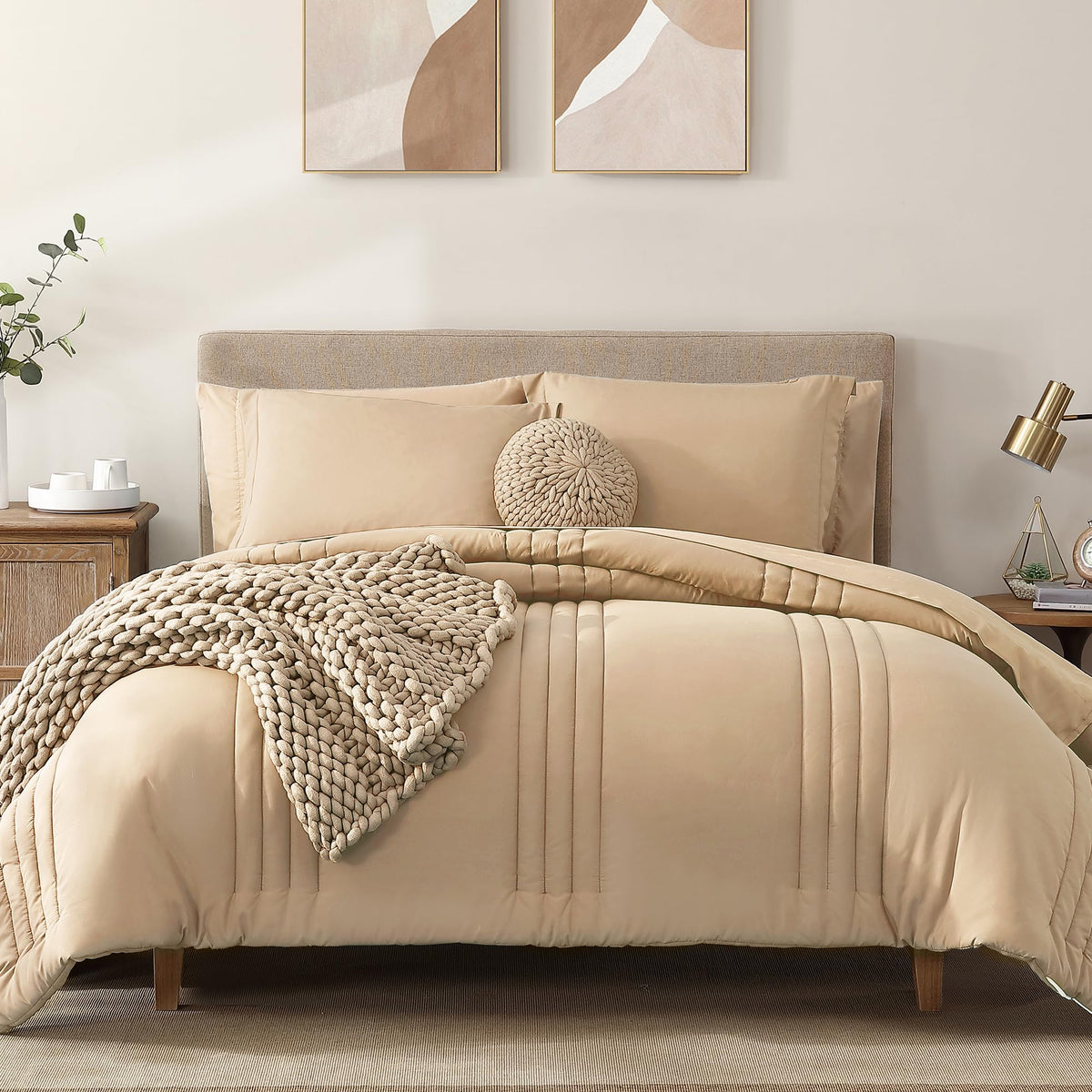 Monbix Full Size Comforter Sets, Full Size Bedding Sets, Warm Comforters, 7 Piece Bed In A Bag Full With Sheets,Pillowcases & Sh