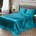 Vonty Satin Sheets Twin Xl Silky Soft Satin Bed Sheets Teal Satin Sheet Set, 1 Deep Pocket Fitted Sheet + 1 Flat Sheet + 1 Pillo