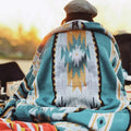 Aztec Patterned Throw Blanket With Soft Sherpa Lining, Traditional Southwestern Navajo Tribal Style Warm Throw For Home Decor, L