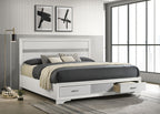 Coaster Home Furnishings Miranda Contemporary Wood Eastern King Size Storage Panel Bed Frame 50-inch Headboard White 205111KE