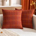 Miulee Fall Set Of 2 Scottish Tartan Plaid Throw Pillow Covers Farmhouse Classic Decorative Square Cushion Cases For Decor Sofa