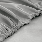 Homiest Light Grey Satin Fitted Sheet King Size Fitted Bed Sheet, Deep Pocket Fitted Sheet Only, Luxury & Ultra Soft Bedding Fitted Sheet Single Bottom Bed Sheets Sold Separately
