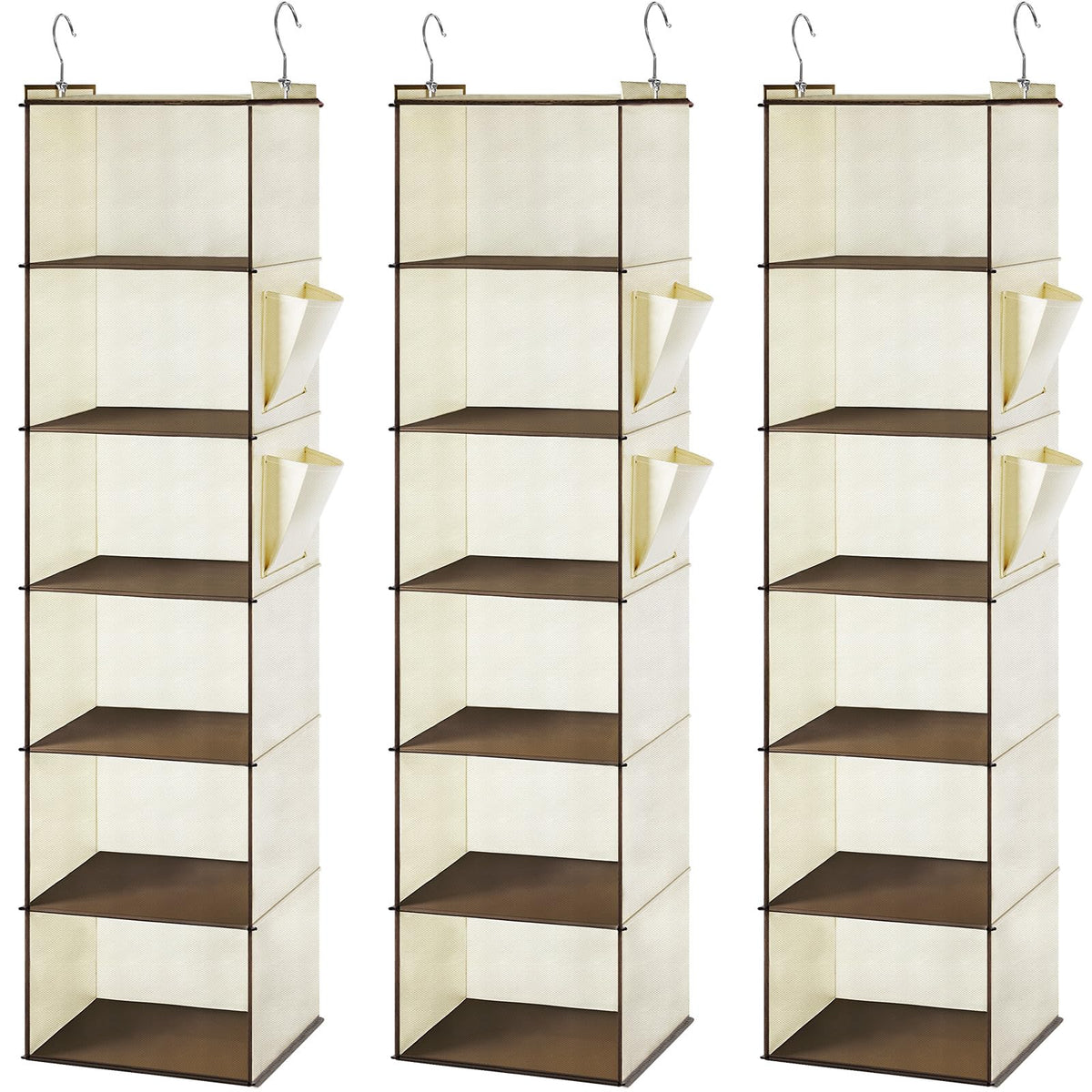 Leinuosen 6 Tier Shelf Hanging Closet Organizer Hanging Shelves for Closet with 2 Sturdy Hooks for Storage, for Dorm, 3 Pack, Fo