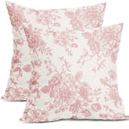 Kawani Pink And Cream Floral Pillow Covers 18X18 Inch Set Of 2 Vintage Throw Chinoiserie Flower Pillowcases Farmhouse Cotton Lin