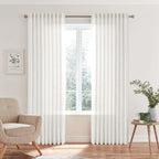 MEETBILY Ivory Linen Curtains 96 Inches Long for Living Room 2 Panel Set Back Tab Modern Farmhouse Boho Linen Drapes Off White S