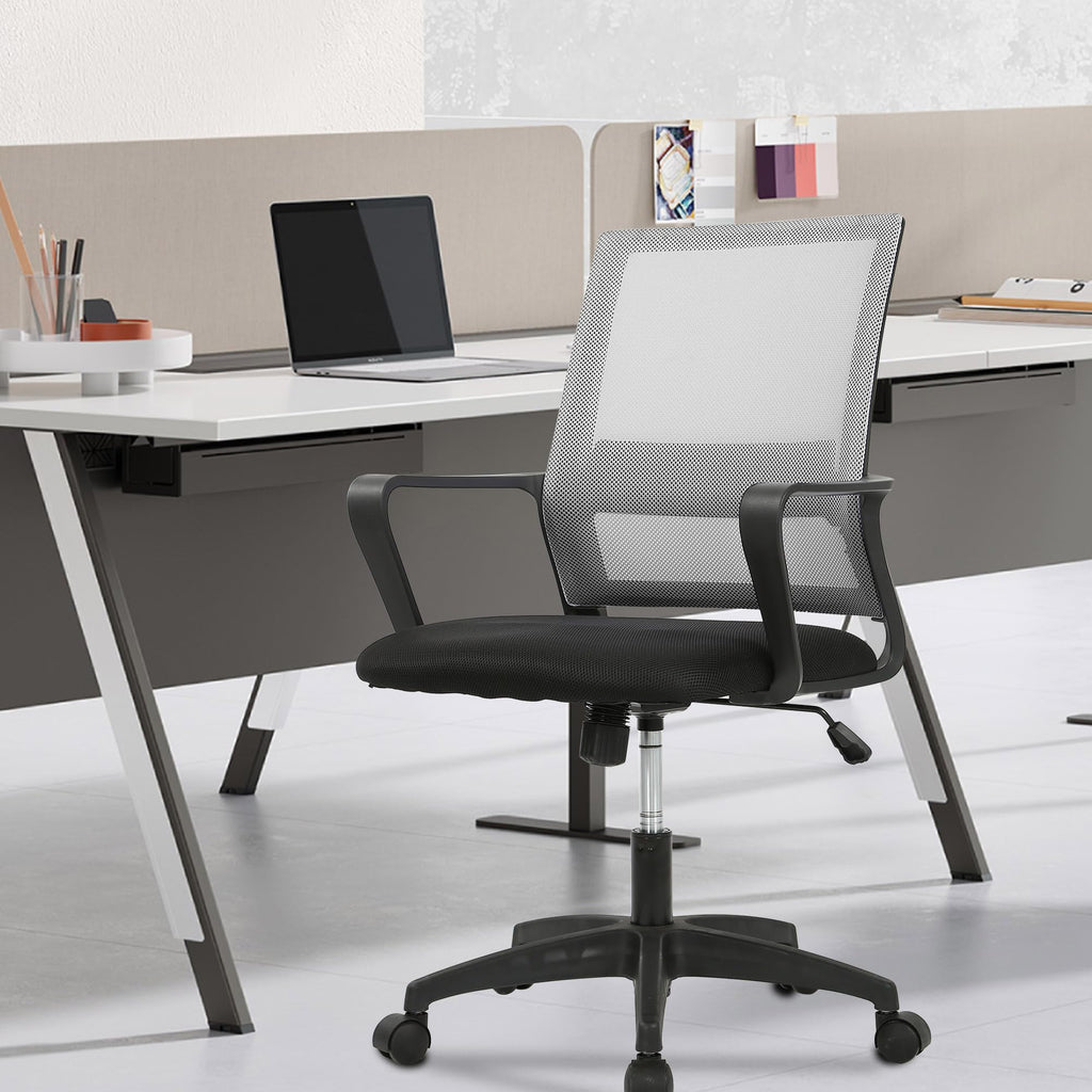 Paylesshere Gaming Chair Ergonomic Computer Chair Office Chair Video Game Chairs With Lumbar Support Desk Chair Armrest Mid Black Cushion Swivel Rolling Chair With Wheels For Home Office (Grey)