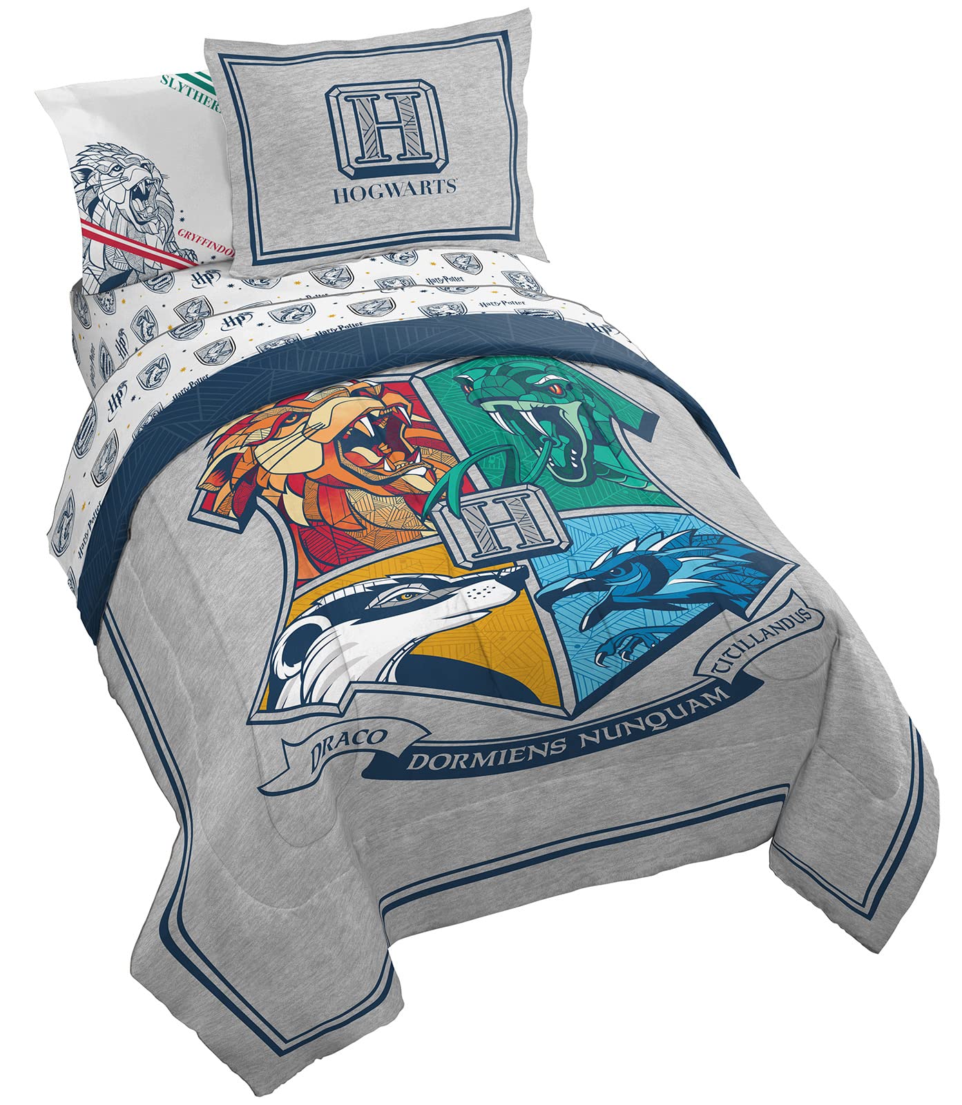 Jay Franco Harry Potter Stand Together 5 Piece Twin Size Bed Set - Includes Comforter & Sheet Set - Super Soft Kids Bedding Fade