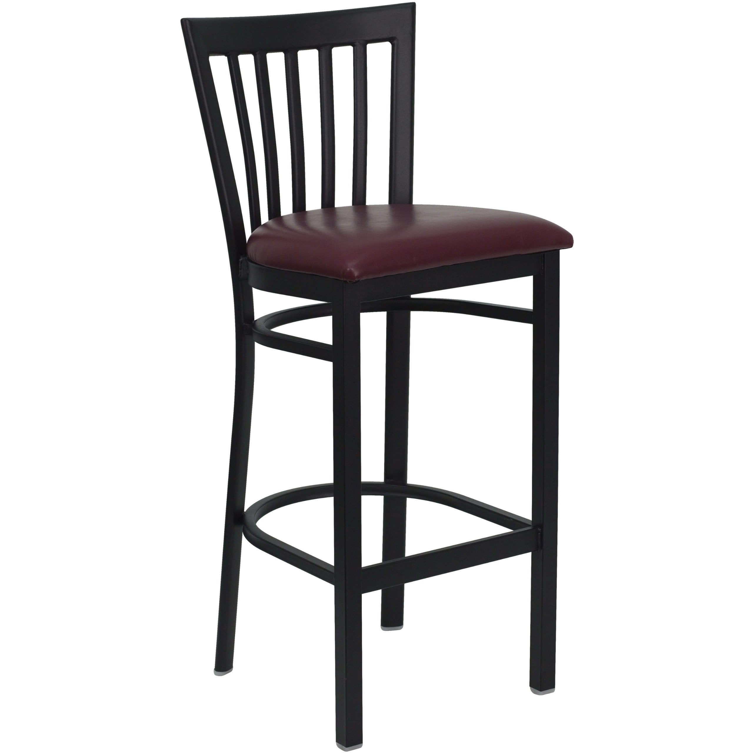 Flash Furniture Hercules Series Black School House Back Metal Restaurant Barstool - Burgundy Vinyl Seat
