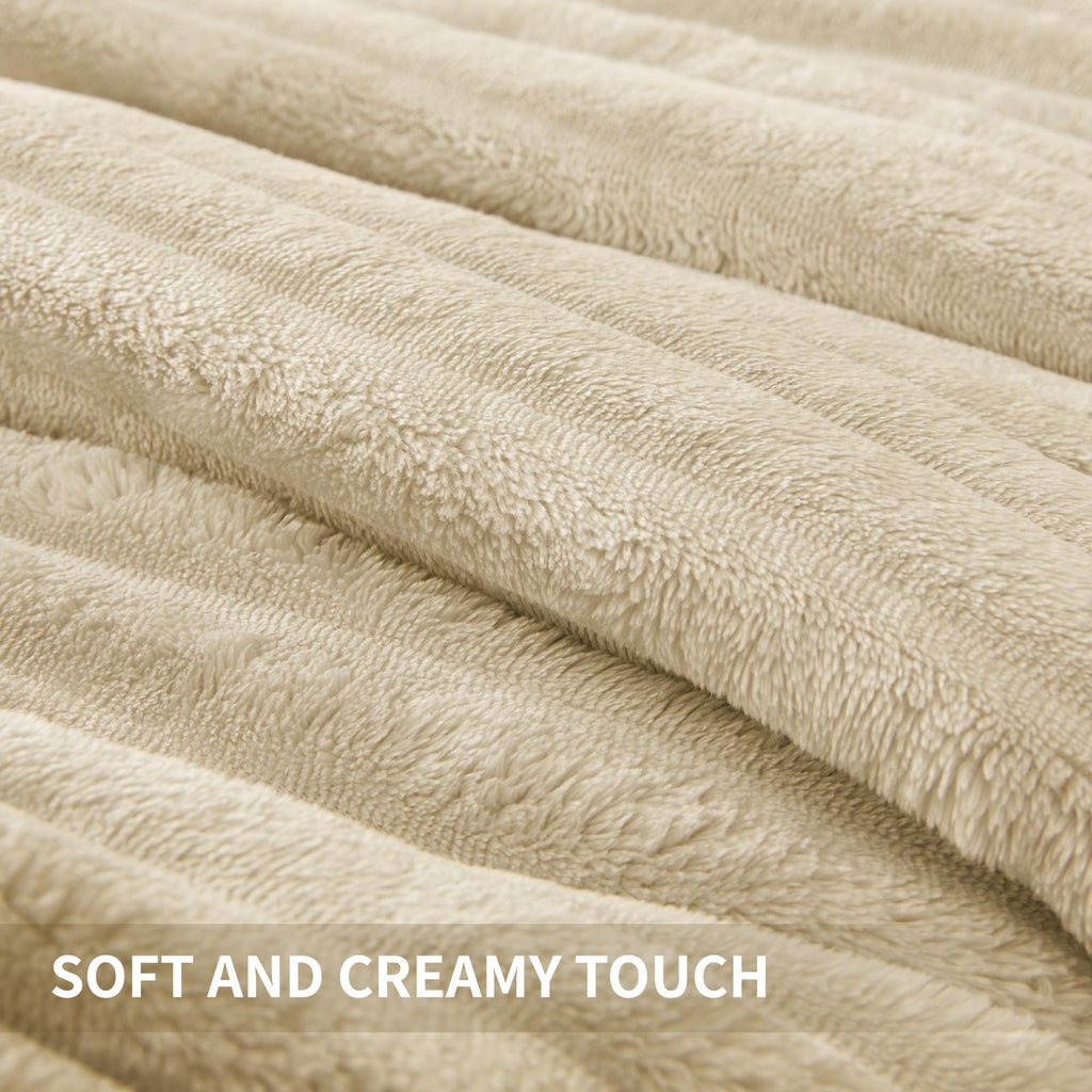 Andency Fleece King Comforter Set, 3 Pieces Beige Comforter Set For King Size Bed, Soft Warm Fluffy Fuzzy Cream Bedding Set For