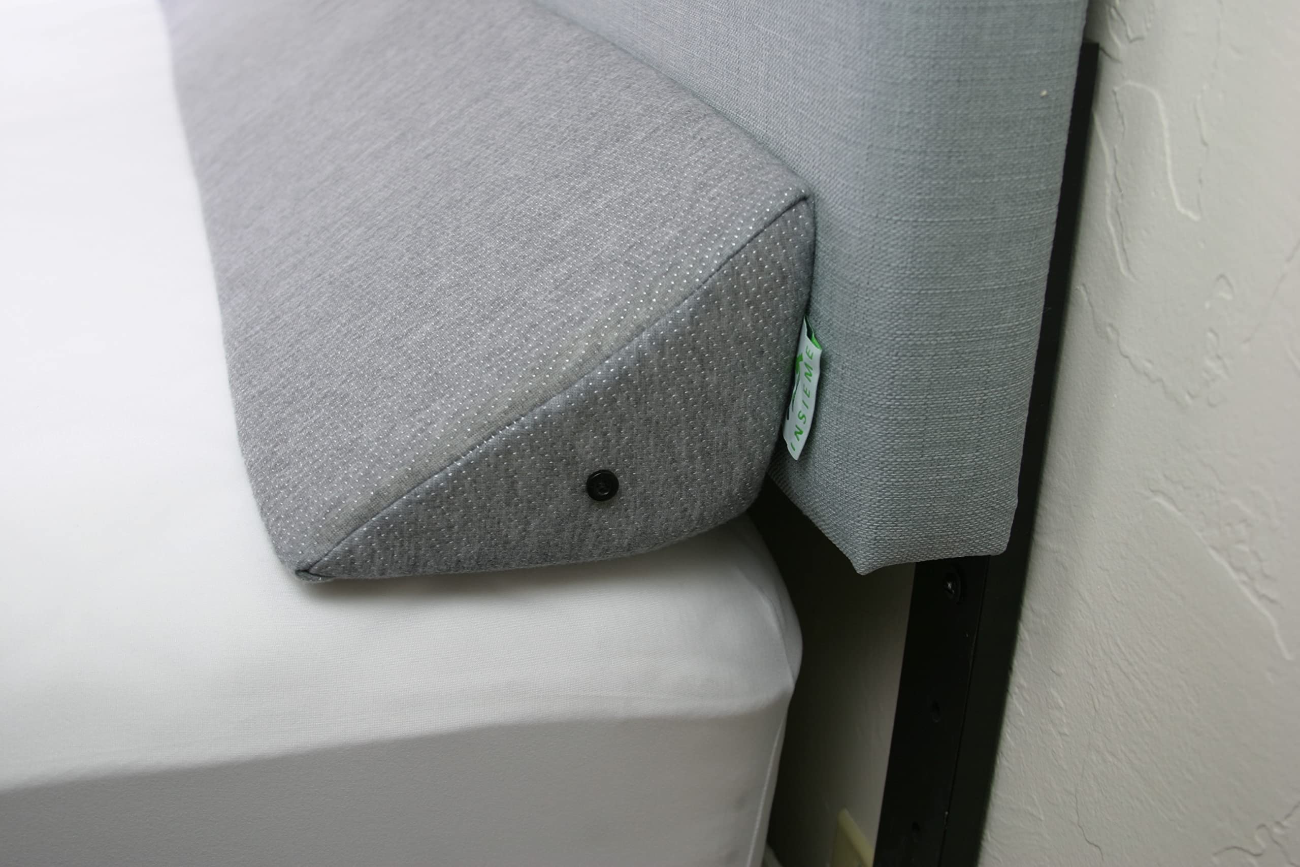 Insieme Queen Size Headboard Wedge Pillow (Gray) | Multi-Use Foam Bed Gap Filler For Covering Gaps Between Bed And Headboard Or