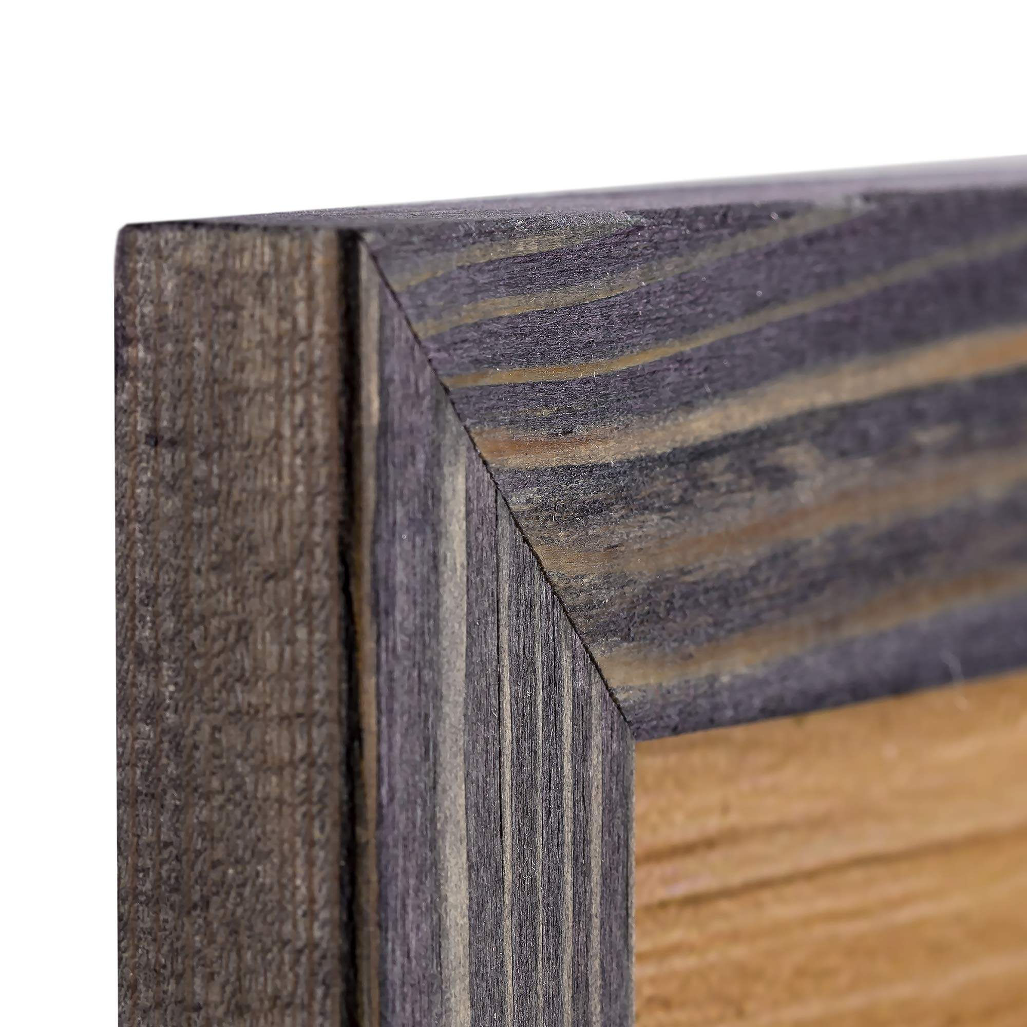 Rustic Wooden Picture Frames 8X10 - Old Dark Grey - Set Of 2-100% Natural Eco Solid Wood And High Definition Real Glass For Wall