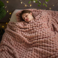 Newcosplay Super Soft King Blanket Pink Premium Silky Flannel Fleece 3D Clouds Stylish Jacquard Lightweight Bed Blanket All Seas