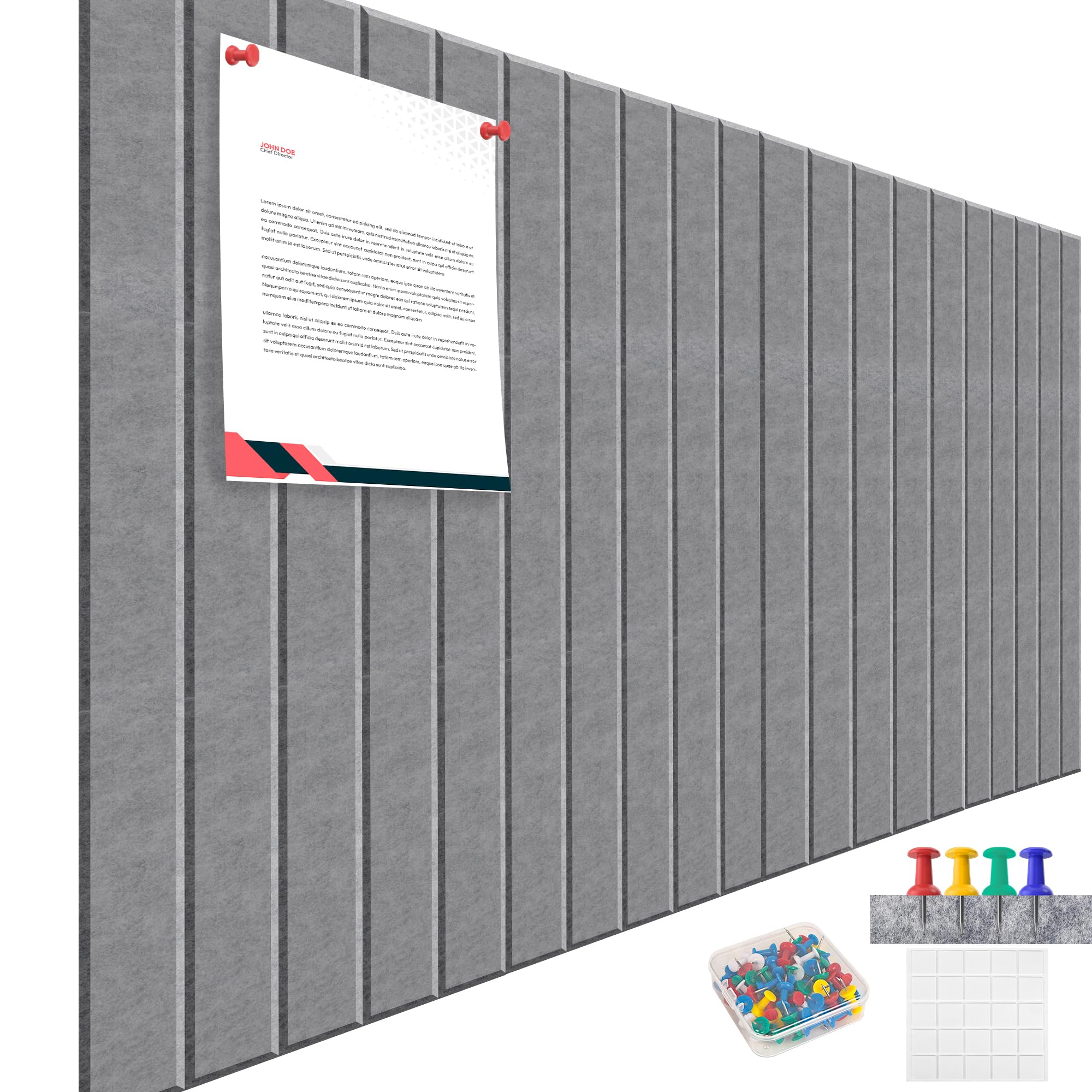 Femst Large Cork Board For Office Light Grey Felt Board Alternative-12 Pack Felt Wall Tiles For Office Wall Decor,Felt Bulletin