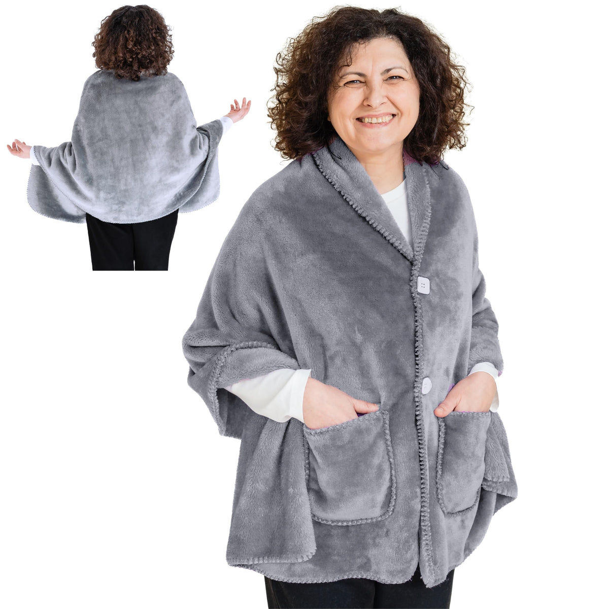 Ezrallora Fleece Wearable Blanket -No Sleeves- Lightweight Warm Wrap Shawl -Shawl Wrap Blanket -Lap Blanket - Gifts For Grandma