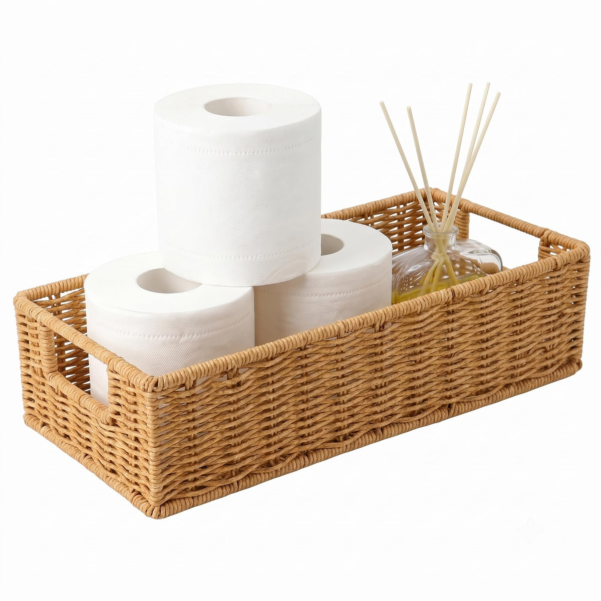 Toilet Tank Basket with Handles, Toilet Paper Storage Basket
