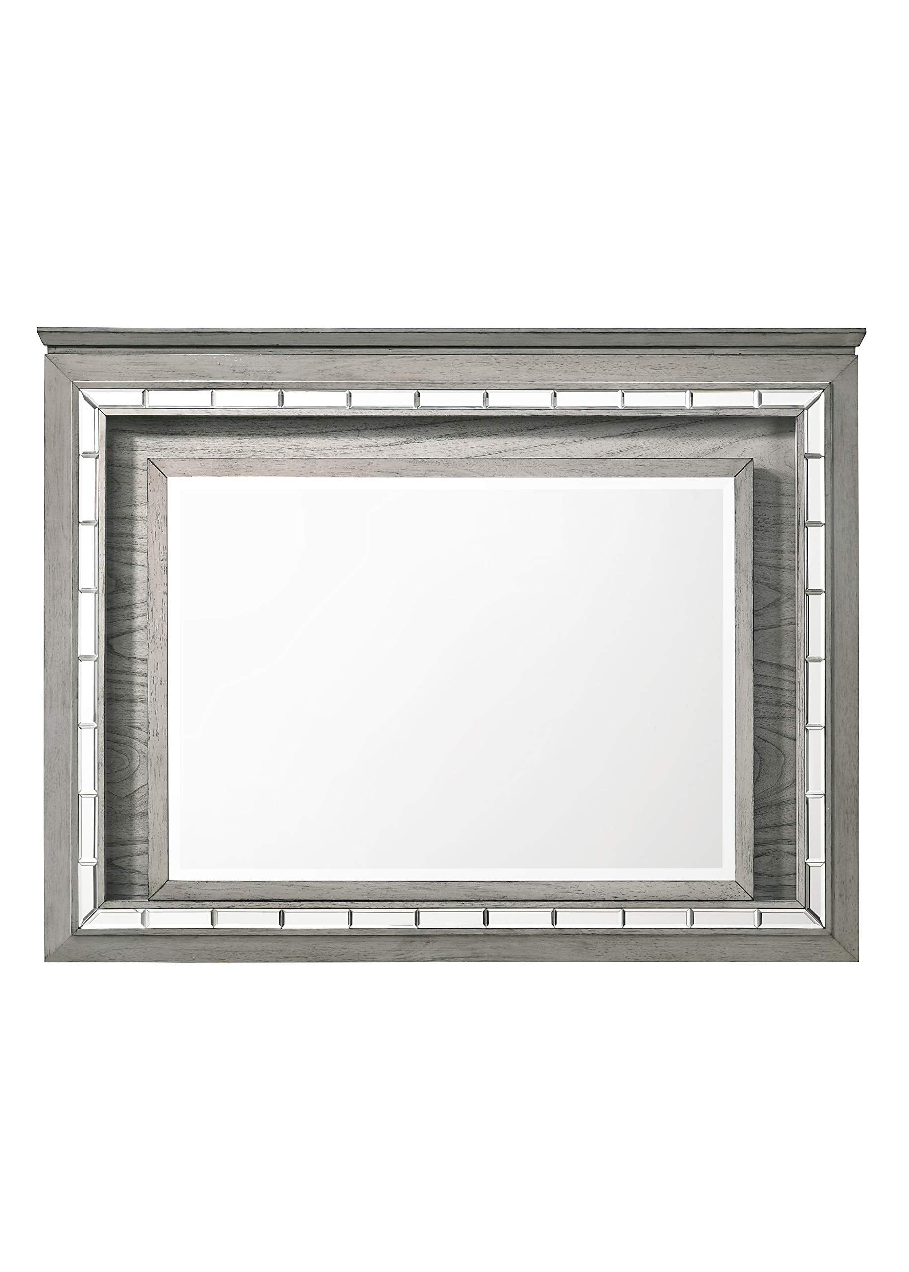 Acme Antares Rectangular Wooden Mirror With Led In Light Gray Oak